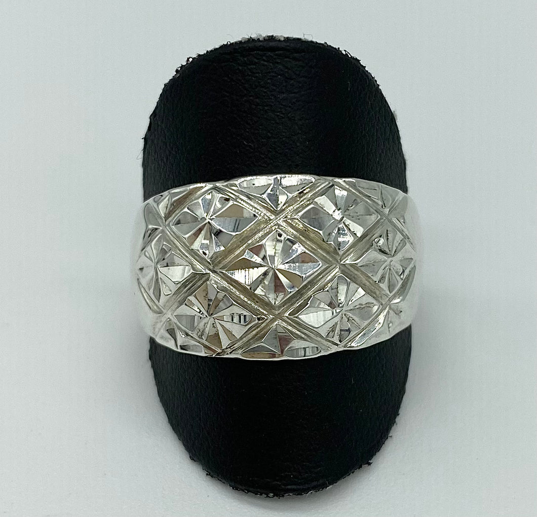 Diamond Cut Silver Ring