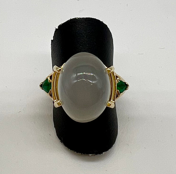 Moonstone & Emerald Ring