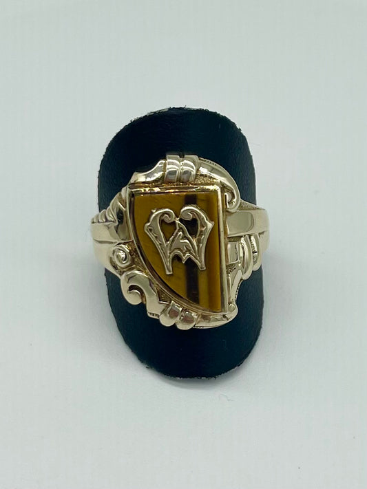 Tigers Eye "W" Man's Ring