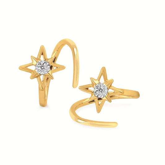 Double Huggie Star Earrings
