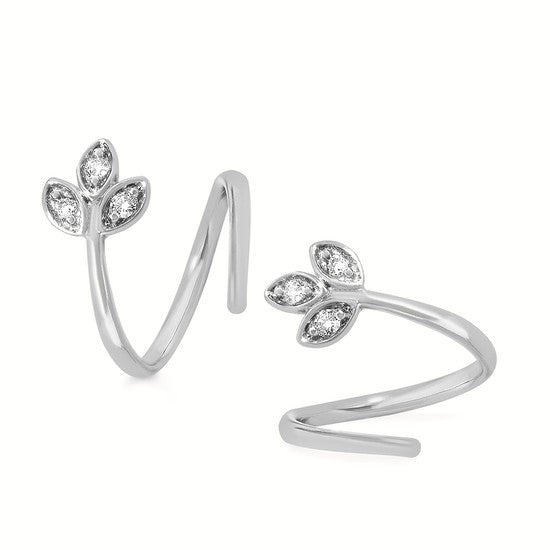 Double Huggie Leaf Earrings