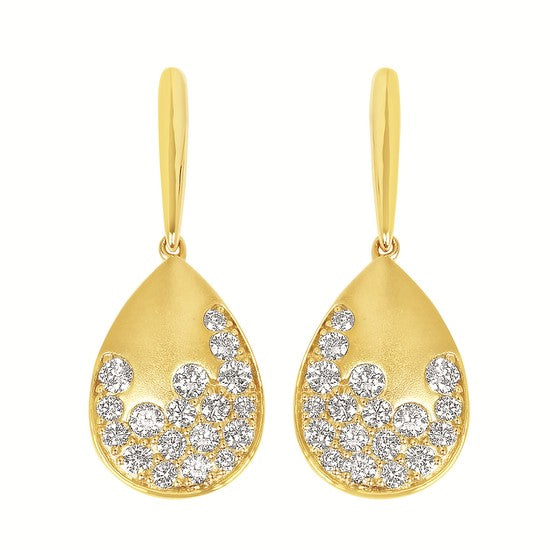 Flush Set Diamond Pear Earrings