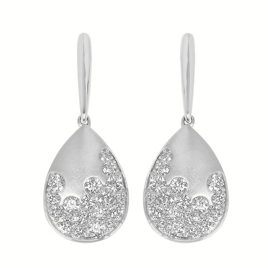 Flush Set Diamond Pear Earrings