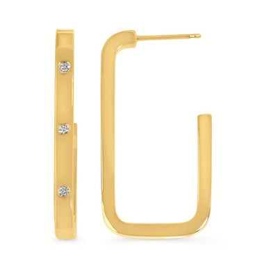 Large Diamond J Hoop Earrings