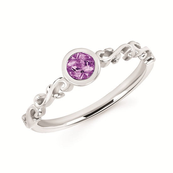 Fancy Bezel Birthstone Ring