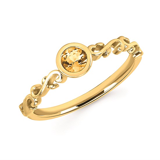 Fancy Bezel Birthstone Ring