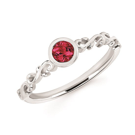 Fancy Bezel Birthstone Ring