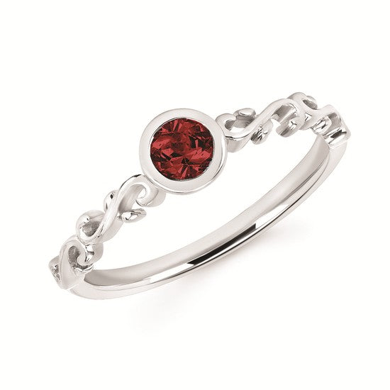 Fancy Bezel Birthstone Ring