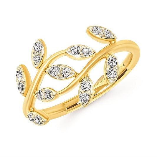 Gold & Diamond Leaf Ring