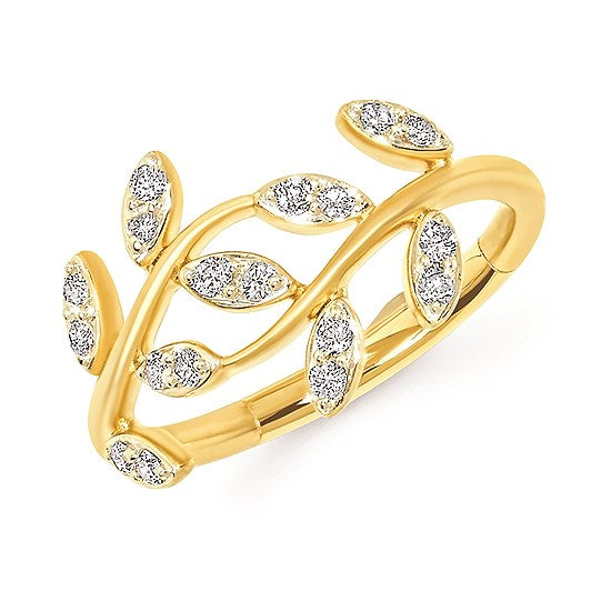 Gold & Diamond Leaf Ring