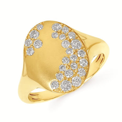Flush Set Oval Diamond Ring