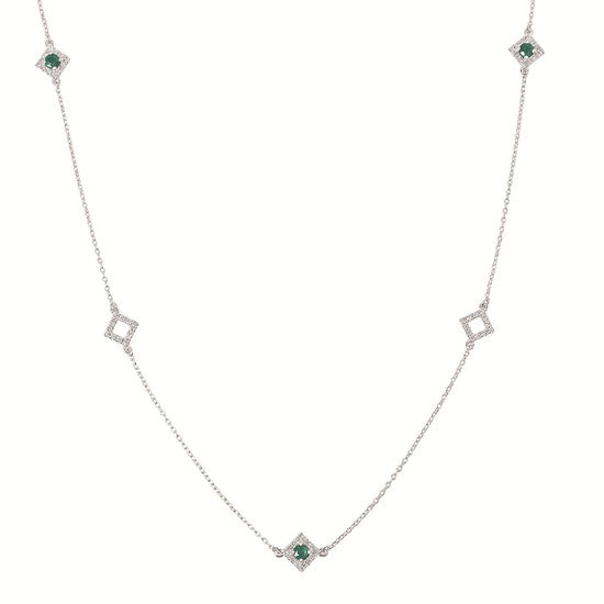 Diamond & Gemstone Station Necklace