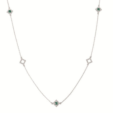 Diamond & Gemstone Station Necklace