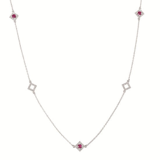 Diamond & Gemstone Station Necklace