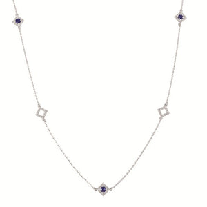 Diamond & Gemstone Station Necklace
