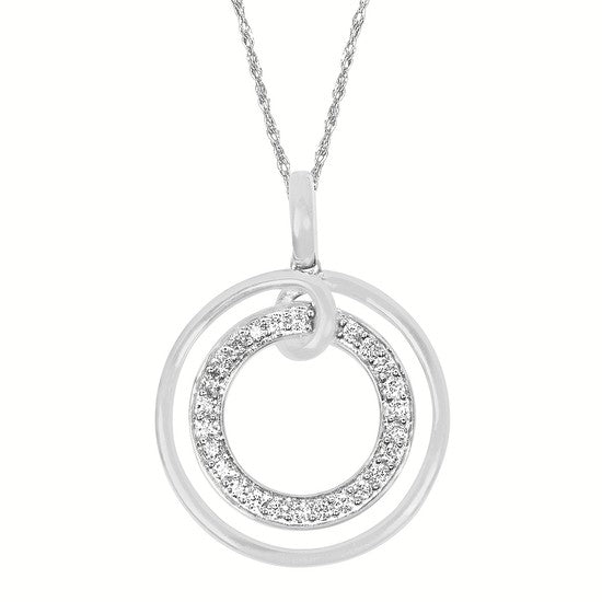 Double Ring Diamond Necklace