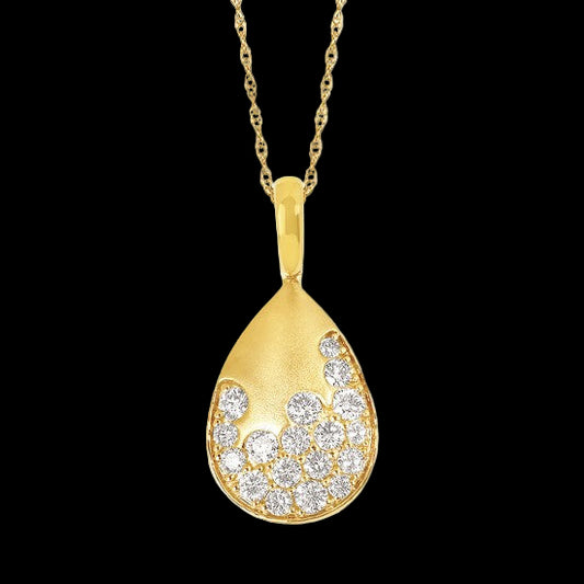 Flush Set Diamond Pear Necklace