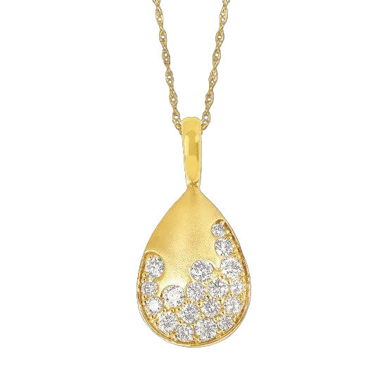 Flush Set Diamond Pear Necklace