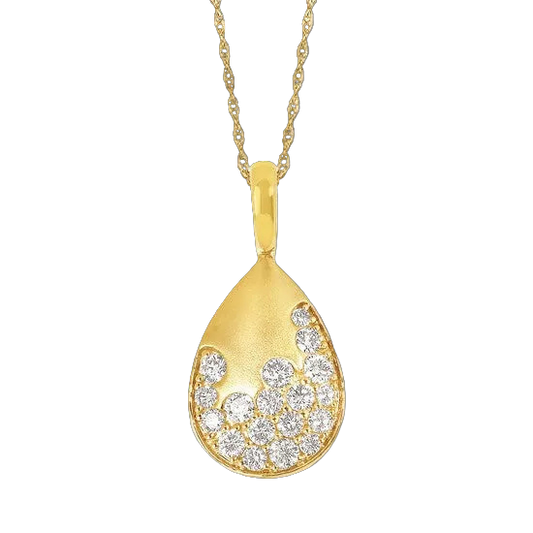 Flush Set Diamond Pear Necklace