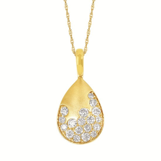 Flush Set Diamond Pear Necklace