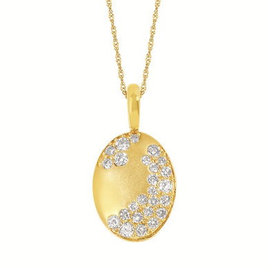 Flush Set Diamond Oval Necklace