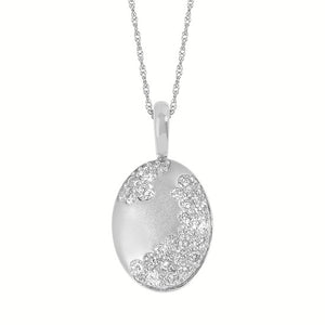 Flush Set Diamond Oval Necklace