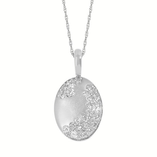 Flush Set Diamond Oval Necklace