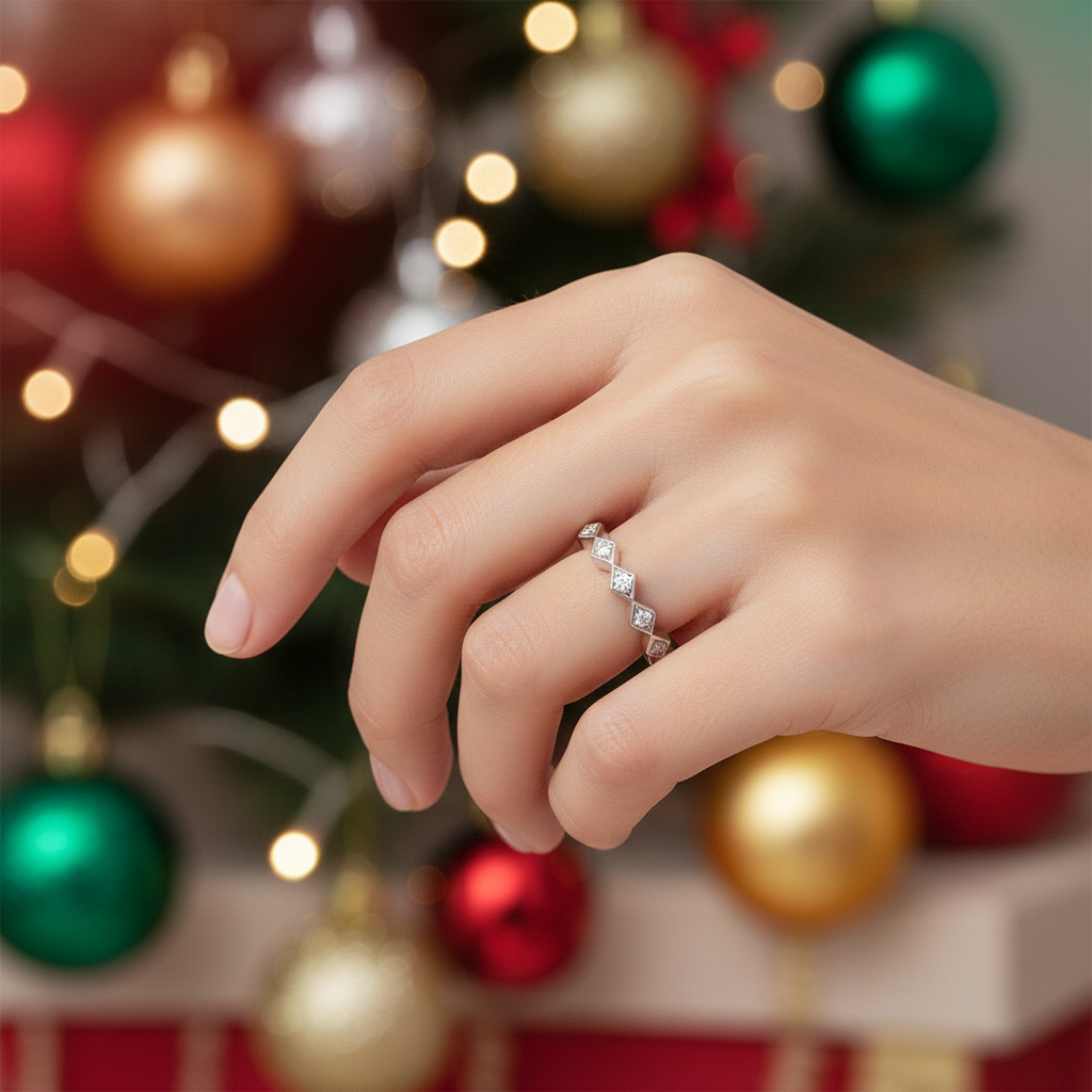 Sterling Silver Diamond Stack