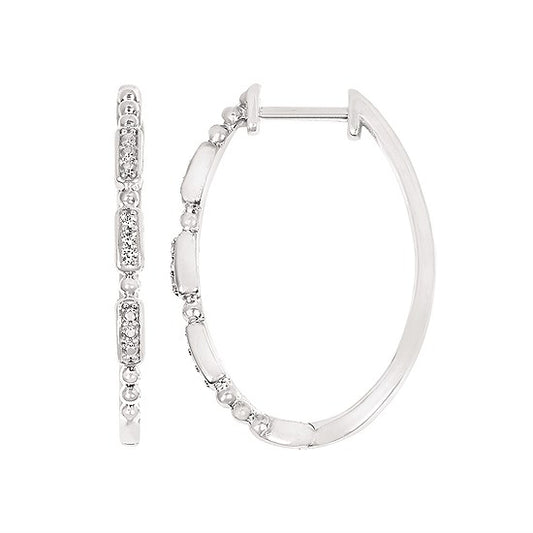 Large Silver, Diamond Hoops