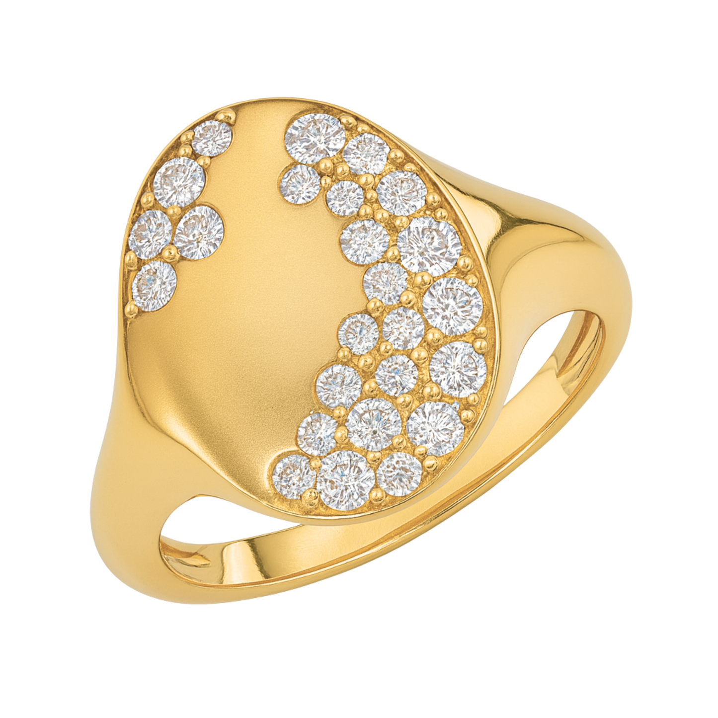 Diamond Oval Velvet-Set Ring