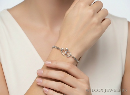Sterling Silver Linked Hearts Bracelet