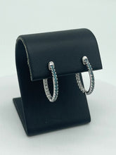 Load image into Gallery viewer, Caribbean Blue Diamond Hoops