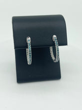Load image into Gallery viewer, Caribbean Blue Diamond Hoops