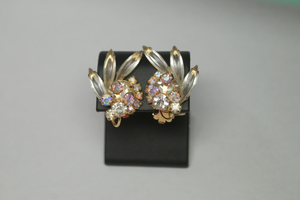 White Rhinestone Clip-On Earrings