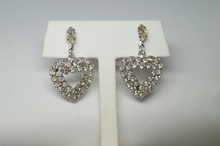 Load image into Gallery viewer, White Rhinestone Heart Shaped Clip On Earrings