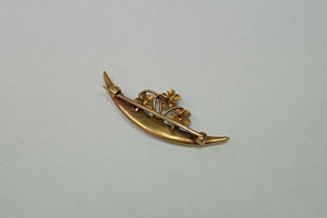 Gold Filled Pin with Pearl & Enamel Flowers