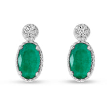 Load image into Gallery viewer, Emerald &amp; Diamond Earrings