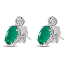 Load image into Gallery viewer, Emerald &amp; Diamond Earrings