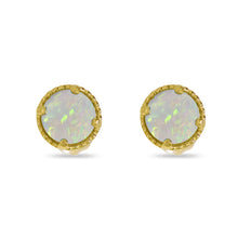 Load image into Gallery viewer, Opal &amp; Yellow Millgrain Earrings