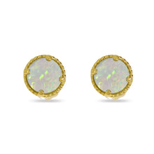 Load image into Gallery viewer, Opal &amp; Yellow Millgrain Earrings