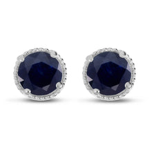 Load image into Gallery viewer, Sapphire Millgrain Earrings