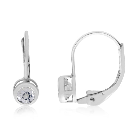 White Topaz Lever Backs