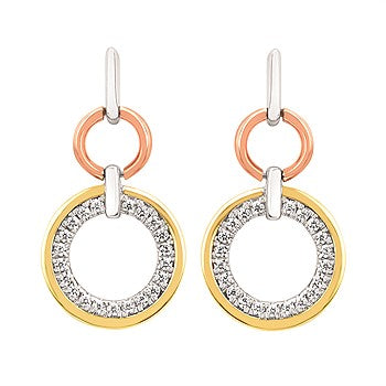 Tri Tone Drop Earrings