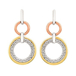 Tri Tone Drop Earrings
