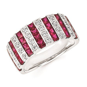 Gemstone & Diamond Princess Cut Ring