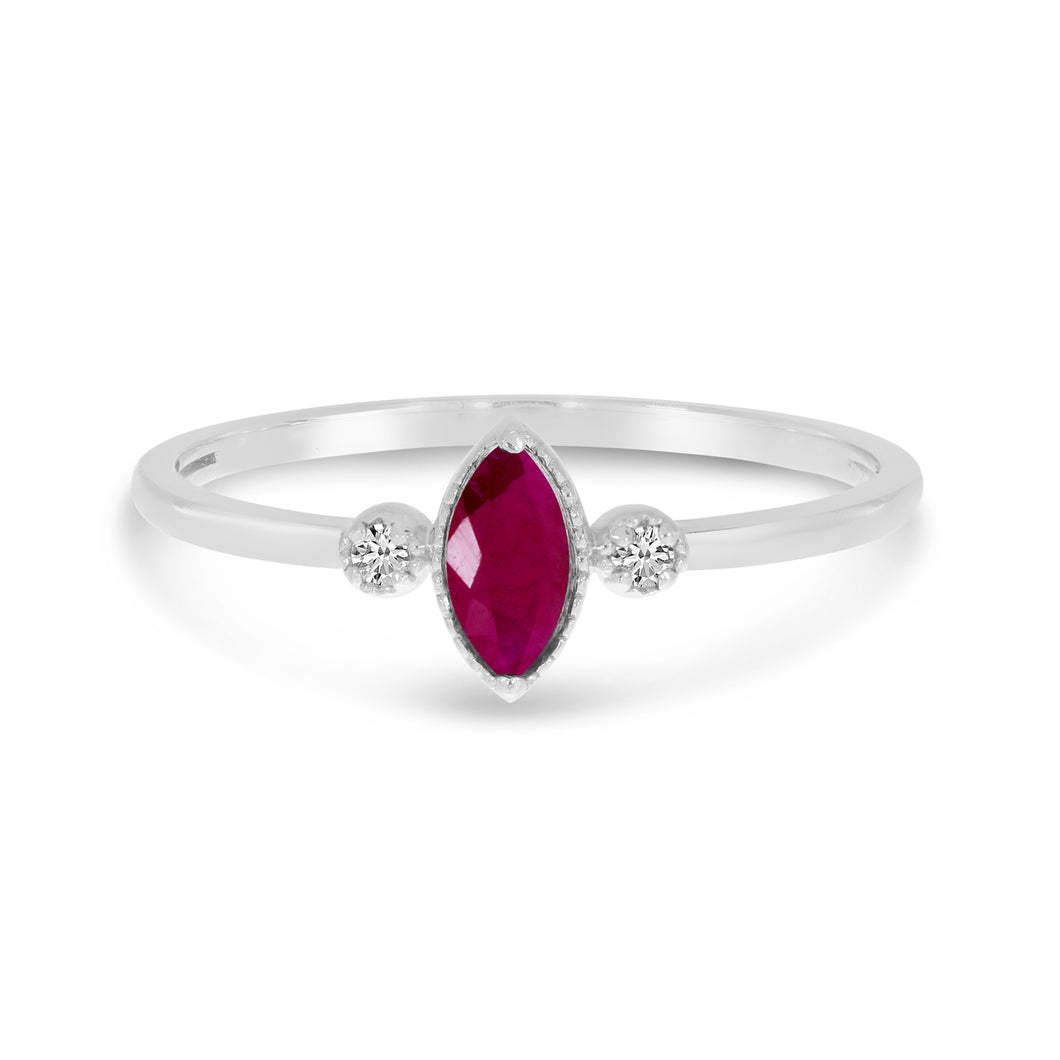 Marquise Gemstone & Diamond Ring
