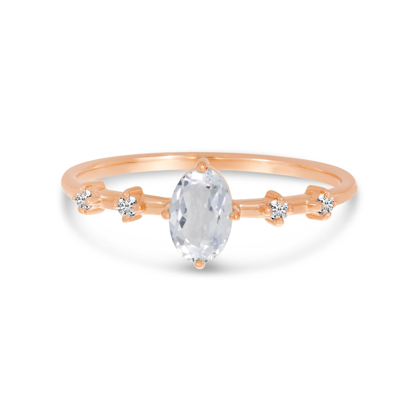 White Topaz & Rose Ring