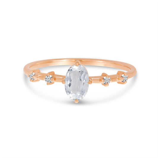 White Topaz & Rose Ring