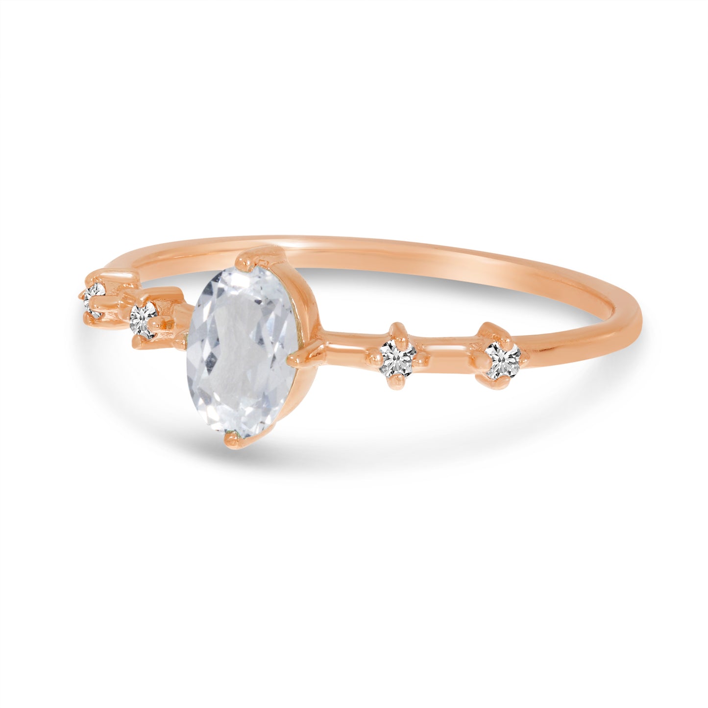 White Topaz & Rose Ring