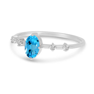 Blue Topaz & White Ring